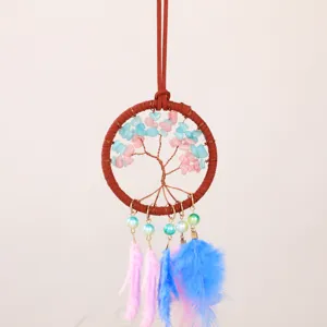 Ornamento appeso per auto dell'albero della vita in pietra di cristallo colorata