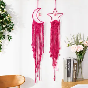 Handgemachte Makramee Mond Stern Traumfaenger Wandbehang Boehmischer Stil Teppich