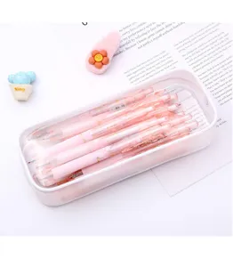 Transparent pencil case large capacity student stationery storage cosmetic bag detail view