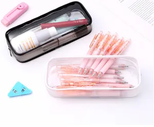 Transparent pencil case large capacity minimalist stationery storage bag student exam essential