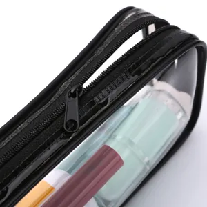 Minimalist Transparent PVC Pencil Case Large Capacity Waterproof Zipper Stationery Bag Desk Organizer For Student School Exam