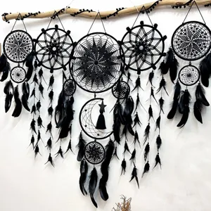Set van 5 zwarte dromenvangers wandhanger gotische huisdecoratie voor slaapkamer decor