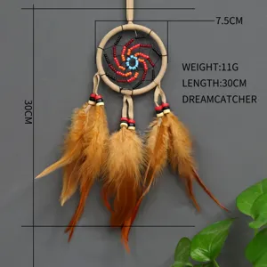 Handgemachter Feder Traumfänger Wandbehang Auto Anhänger Boho Zimmerdekor 30 cm lang