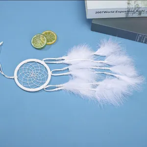 Acchiappasogni bianco moderno minimalista da appendere con piume per decorazioni.