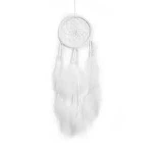 Acchiappasogni bianco minimalista decorazione murale artigianale piume carillon vento