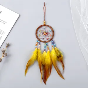 Atrapasuenos de plumas hecho a mano adorno colgante para decoracion de pared de dormitorio y regalo