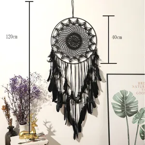 Zwarte grote dromenvanger muur hangendedecoratie voor slaapkamer woonkamer huwelijk 120cm