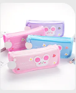Trousse à crayons en toile mignonne à double couche pour étudiants papeterie sac