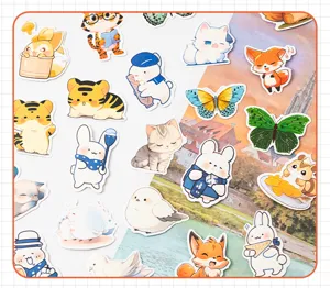 A vibrant collection of 50 cute cartoon animal stickers for creative journaling decoration