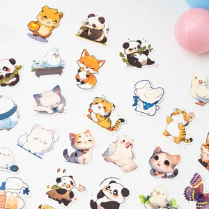 Assorted set of 50 cute cartoon animal stickers for DIY journaling and decoration