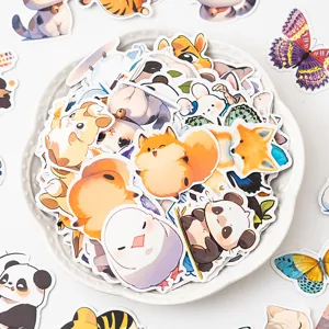 Set of 50 cute cartoon animal stickers for scrapbooking journals and DIY decoration
