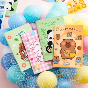 Cute cartoon mini pocket notebook set, aesthetic portable lined notepad for daily notes.