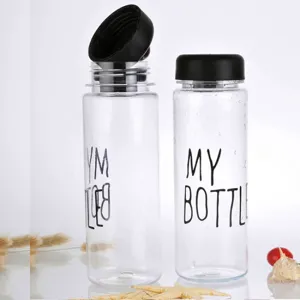My Bottle Creative Plastic Cup Clear Transparent Leakproof Water Bottle Solid Color Printed Letter Direct Drinking Travel Cup For Outdoor Sports Office Daily Adult Unisex