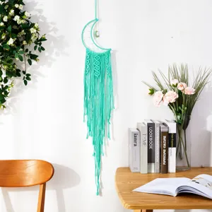 Handgemachte Makramee Mond Traumfaenger Boho Wandbehang Baumwollseil Teppich Deko
