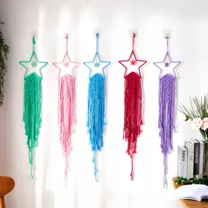 Handgemachte Makramee Stern Wandbehang Tapisserie Baumwollseil Deko fuer Zimmer Wand