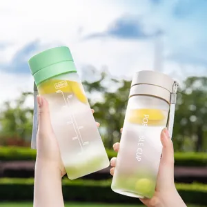 Lightweight portable plastic water bottle with capacity scale for sports and daily use.