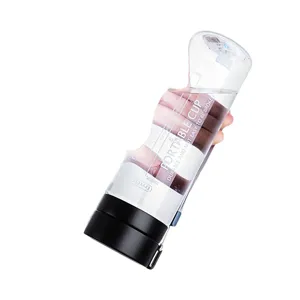Clear plastic portable water bottle with black lid and strap for outdoor sports hiking