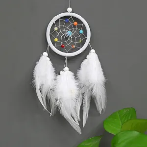 Indianischer Stil Traumfänger Mini Auto Hängeornament Feder Bunte Perlen Wanddekoration Handgefertigt Haus Handwerk Geschenk