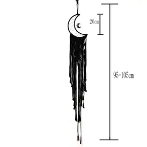Black moon macrame wall hanging dream catcher handmade tapestry home room decor 95-105cm long