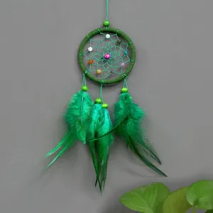 Mini grüner Traumfänger Wandbehang Deko süßer Autoanhänger handgemachte Federornament Geschenk