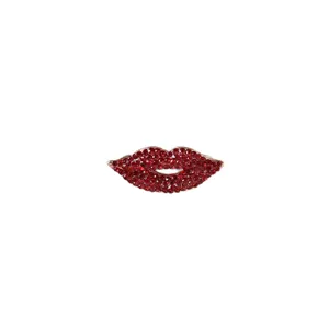 Brosche Levres Strass Rouge Femme Mode Costume Epingle Accessoire Bijou Cristal Fantaisie