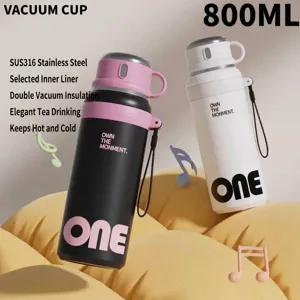 800ml SUS316 Edelstahl Isolierflasche mit tragbarem Griff und Becherdeckel
