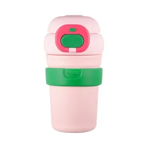 Pink and green insulated travel tumbler portable stainless steel water bottle student cup