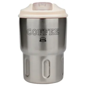 Tasse isotherme à café en acier inoxydable avec couvercle, mug portable de qualité pour le bureau.