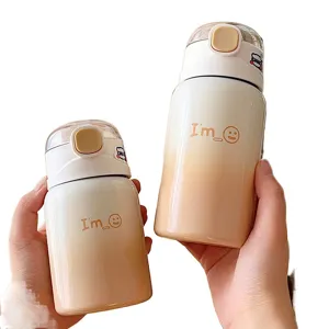 Bouteille d'eau isotherme dégradée avec paille pour enfants joli petit gobelet portable