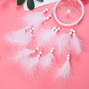 White feather dream catcher wall hanging decor elegant bedroom handmade ornament craft pendant