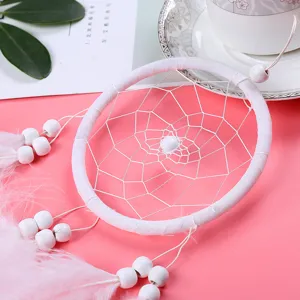 White dream catcher feather hanging ornament stylish home decor bedroom wall hanging