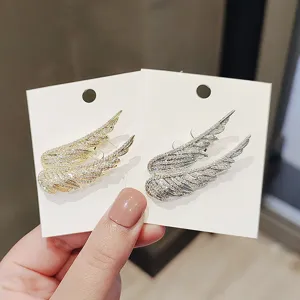 Luxurious Angel Wing Brooch For Women Men Alloy Rhinestone Feather Pin For Suit Jacket Lapel Elegant Jewelry Accessory Gift