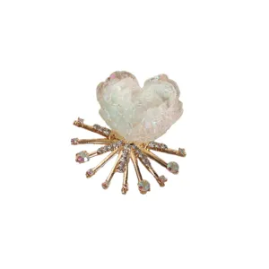 Elegant rhinestone brooch crystal heart flower collar pin fashion women clothing accessory