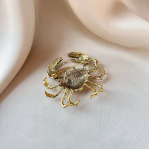 Elegant gold crab brooch vintage animal pin chic clothing accessory gift for women
