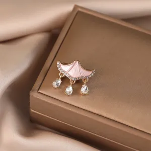Exquisite Luxus Zirkon Regenschirm Brosche mit süßem Quasten Design für elegante Damen.
