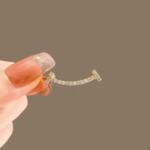 Mini crystal smile brooch gold tone lovely lapel pin exquisite garment clothing accessory