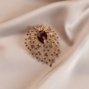 Elegant rhinestone bouquet brooch for women, luxury crystal corsage pin for suit and shawl.