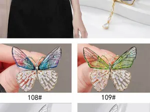 Fresh forest style butterfly brooch with translucent wings and tassel design, exquisite gift.