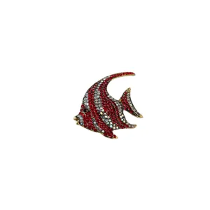 Crystal fish brooch for women, elegant rhinestone animal lapel pin for scarf dress accessories.