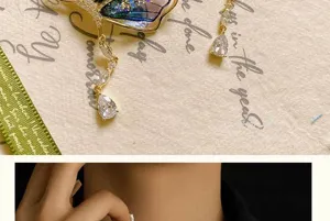 Fresh style translucent butterfly brooch with crystal tassels, elegant gift for women.