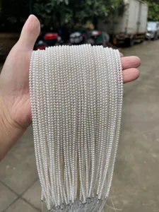 Premium high luster natural white round freshwater pearl strands for DIY jewelry making