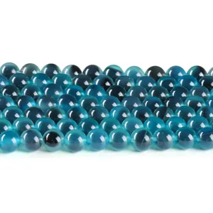 Natural blue sugar-heart agate round beads for DIY handmade jewelry making, 6mm beads