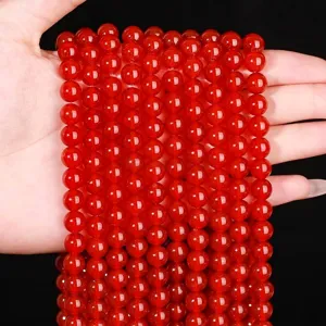 Multiple strands of natural 8mm red agate round beads for DIY jewelry making projects