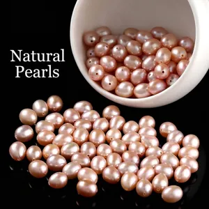 Natural Freshwater Pearl Beads Rice Shape Loose Pearls For DIY Jewelry Making Necklaces Bracelets Accessories White Pink Purple