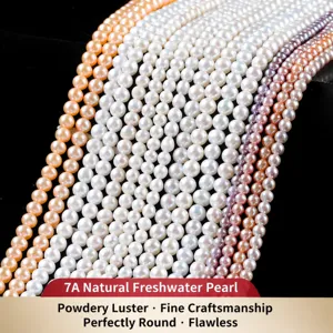 Natural White Freshwater Pearl Round Loose Beads For DIY Jewelry Making Polished Round Pearl Strand Material For Bracelet Necklace