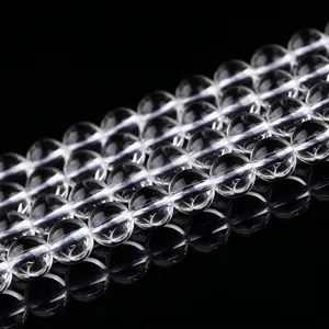 Cuentas redondas de cuarzo transparente natural para joyería y pulseras artesanales DIY