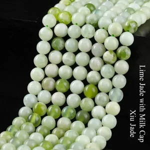 Perline Sciolte Tonde in Giada Xiuyu Naturale Perline in Pietra Verde Latte Qingti per Gioielli Fai da Te Bracciali Collane Forniture Artigianali