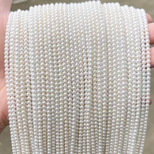 Multiple strands of high-luster natural white freshwater pearls for DIY jewelry making.