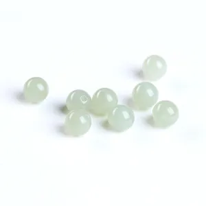 Translucent natural Qinghai celadon Hetian jade loose beads for DIY bracelet making