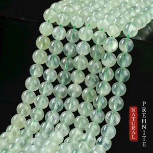Perline Sciolte in Prehnite Naturale Lucidata Tonda Liscia Sfaccettata Verde Filo di Pietra Semipreziosa Per Collana Braccialetto Fai da Te Creazione Gioielli